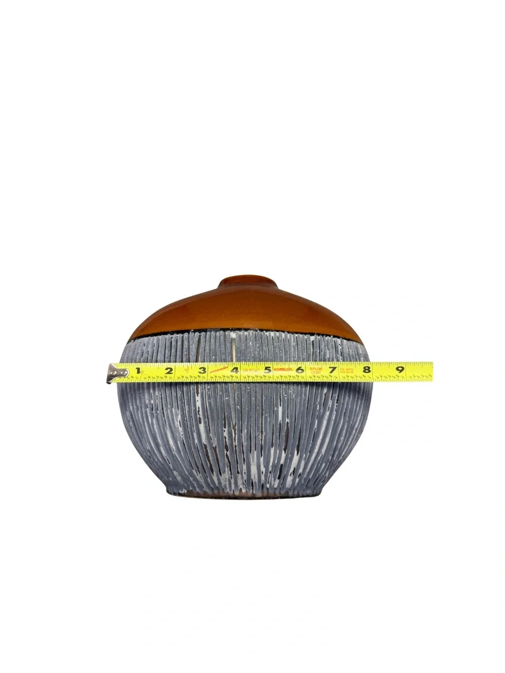 Ceramic Two-Tone Orange and Gray Textured Vase - Home Accents